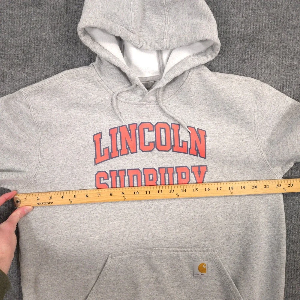 Carhartt Hoodie Mens M Gray Heather Marquette Loose Fit Lincoln Sudbury Warriors